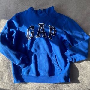 GAP Men's Vibrant Blue Fleece Hoodie with Arc Logo